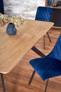 MASA DINING EXTENSIBILA STIL BACARDI, STEJAR NATURAL/NEGRU, 160/220 CM, BLAT DIN MDF SI PICIOARE DIN METAL, STIL VINTAGE - Img 4