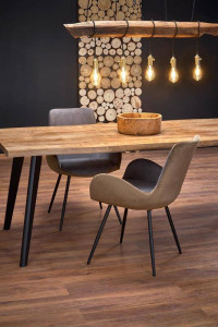 MASA DINING EXTENSIBILA STIL DICKSON, STEJAR NATURAL/NEGRU, 120/180 CM, BLAT DIN MDF SI PICIOARE DIN METAL, STIL MODERN - Img 4