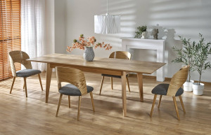 MASA DINING EXTENSIBILA STIL EDMONDO, STEJAR, 160/240 CM, DIN LEMN SI FURNIR NATURAL, STIL MODERN - Img 2