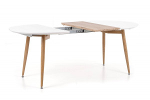 MASA DINING EXTENSIBILA STIL EDWARD, STEJAR SAN REMO/ALB, 120/200 CM, BLAT DIN MDF SI PICIOARE DIN METAL , STIL MODERN - Img 5