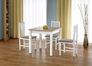MASA DINING EXTENSIBILA STIL GRACJAN, STEJAR SONOMA/ALB, 80/160 CM, BLAT DIN PAL SI PICIOARE DIN MDF, STIL CLASIC - Img 2