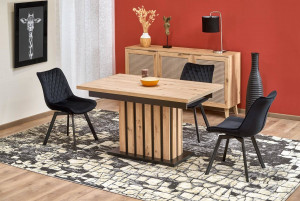 MASA DINING EXTENSIBILA STIL LAMELLO, STEJAR ARTISAN/NEGRU, 130/180 CM, DIN PAL MELAMINAT, STIL MODERN - Img 2