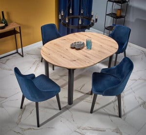 MASA DINING EXTENSIBILA STIL RINGO, STEJAR ARTISAN/NEGRU, 102/142 CM, DIN MDF SI FURNIR, STIL CLASIC - Img 7