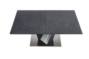 MASA DINING EXTENSIBILA STIL SALVADOR, GRI INCHIS/CROM, 160/200 CM, BLAT DIN STICLA, MDF SI PICIOARE DIN METAL, STIL MODERN - Img 8