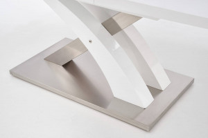 MASA DINING EXTENSIBILA STIL SANDOR, ALB/CROM, 160/220 CM, BLAT DIN MDF SI PICIOARE DIN METAL, STIL MODERN - Img 7