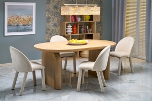 MASA DINING EXTENSIBILA STIL SUNSET, STEJAR NATURAL, CONFECTIONATA DIN MDF SI FURNIR, STIL MODERN