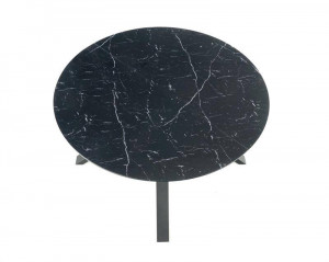 MASA DINING EXTENSIBILA STIL VERTIGO, CU EFECT DE MARMURA NEAGRA/NEGRU, 130/180 CM, DIN MDF, STICLA SI METAL, STIL MODERN - Img 7