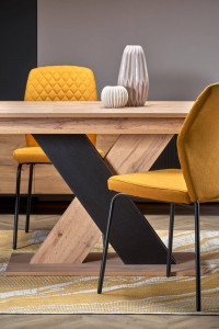 MASA DINING EXTENSIBILA STIL XARELTO, 130/175 CM, STEJAR WOTAN/NEGRU, DIN PAL LAMINAT, STIL MODERN - Img 4