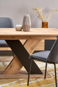 MASA DINING EXTENSIBILA STIL XARELTO, 130/175 CM, STEJAR WOTAN/NEGRU, DIN PAL LAMINAT, STIL MODERN - Img 7