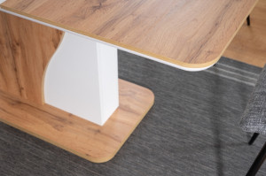 MASA DINING EXTENSIBILA SYRIUSZ, 120/160 CM, STEJAR WOTAN/ALB MAT, DIN PAL LAMINAT, STIL MODERN - Img 5