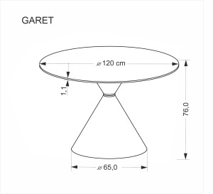 MASA DINING GARET, 120 CM, EFECT DE MARMURA ALBA/NEGRU, DIN MARMURA SI METAL, STIL MODERN - Img 3