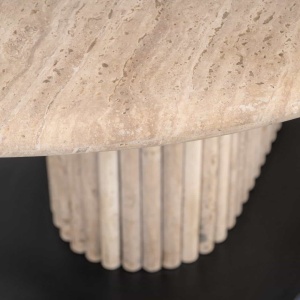 MASA DINING LA CANTERA BEIGE, 213519, 200CM, CONFECTIONATA DIN TRAVERTIN SI METAL, BEJ/NEGRU, STIL MODERN - Img 5