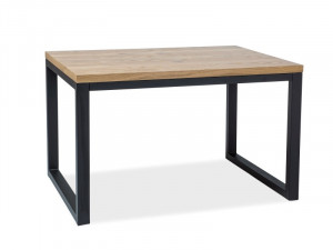 MASA DINING LORAS II 180x90 STEJAR/NEGRU DIN METAL SI FURNIR NATURAL STIL INDUSTRIAL SIGNAL