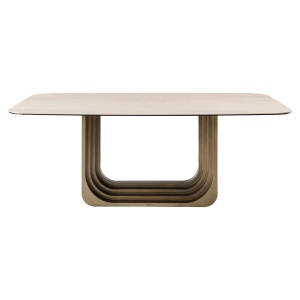 MASA DINING MAXFIELD, 200cm, REALIZATA DIN METAL, STICLA SI CERAMICA, CULOARE BEJ, STIL MODERN, RICHMOND - Img 4