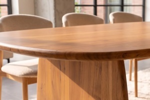 MASA DINING NOA, OVALA 240CM, REALIZATA DIN LEMN DE SALCAM, CULOARE MARO - Img 2