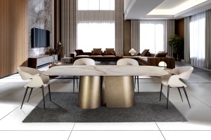 MASA DINING, NUMA 240CM, METAL, STICLA SI PORTELAN, DESIGN MODERN, SCHULLER