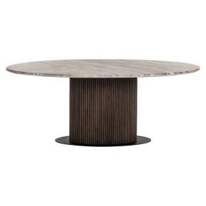 MASA DINING RASFORD BLUSH BEIGE OVAL, 213521, 200CM, CONFECTIONATA DIN LEMN, MDF, MARMURA DE TORONTO SI METAL, MARO/BEJ, STIL MODERN - Img 2