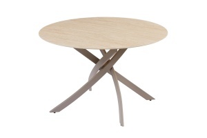 MASA DINING ROTUNDA, ALPINE 120CM, REALIZAT DIN CERAMICA SI METAL, CULOARE GRI SAMPANIE, INVICTA INTERIOR