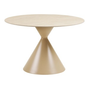 MASA DINING ROTUNDA ANNECY ø120x76 cm, REALIZATA DIN METAL, CERAMICA- TRAVERTIN, CULOARE BEJ/NISIPIU, HOUSE NORDIC