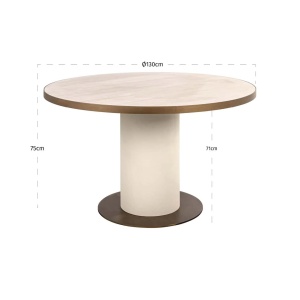 MASA DINING ROTUNDA, TIVOLI 130CM, CERAMICA, METAL SI MDF, ALB/CREM, RICHMOND INTERIORS - Img 2