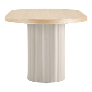 MASA DINING SOLVA 100x220x75 cm, REALIZATA DIN LEMN DE FRASIN SI MDF, CULOARE ALB/NISIPIU, HOUSE NORDIC - Img 4
