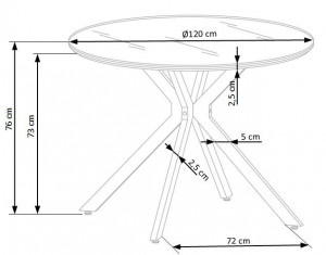 MASA DINING STIL AVELAR, NEGRU/ALB, 120 CM, DIN STICLA, MDF SI METAL, STIL MODERN - Img 7