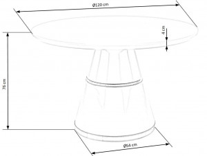 MASA DINING STIL VEGAS, ALB/AURIU, 120 CM, BLAT DIN MDF SI PICIOR DIN METAL, STIL MODERN - Img 8