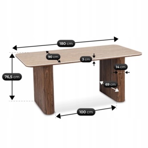 MASA DREPTUNGHIULARA 180CM, ARTIM MEBLE, REALIZATA DIN MDF SI CERAMICA, CULOARE TRAVERTIN/NUC, STIL MODERN - Img 10