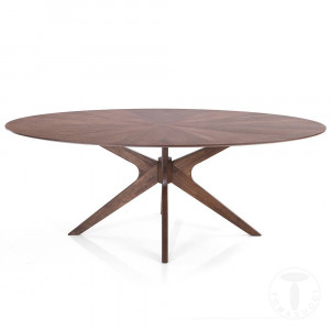 MASA ELEGANTA ROTUNDA DIN LEMN 190CM, TALLIN, COD 3997, STIL MODERN, REALIZATA DIN LEMN MASIV SI MDF - Img 3