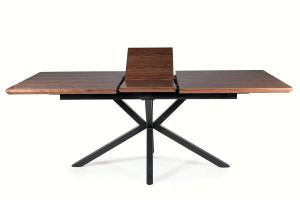 MASA EXTENSIBILA 160/200 CM, NUC/NEGRU MAT, BLAT DIN MDF SI PICIOARE DIN METAL, STIL MODERN - Img 5