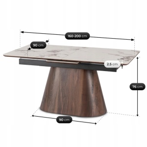 MASA EXTENSIBILA 160-200CM, ARTIM MEBLE, REALIZATA DIN METAL, LEMN SI MDF, MARMURA, CULOARE ALB/NUC, STIL MODERN - Img 4