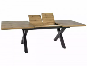 MASA EXTENSIBILA 160/240 CM, STEJAR ARTISAN/NEGRU, BLAT DIN MDF SI PICIOARE DIN METAL, STIL MODERN - Img 2