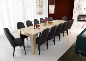 MASA EXTENSIBILA 54-306CM, CHARLIE OAK, STIL MODERN, REALIZATA DIN PANOURI LAMINATE - Img 3