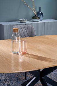MASA EXTENSIBILA ACORD, 120/200 CM, NATURAL/NEGRU, DIN MDF, FURNIR SI METAL, STIL MODERN - Img 3