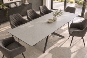 MASA EXTENSIBILA ALPINE 160-200CM, REALIZATA DIN METAL SI BLAT MDF SI CERAMICA, DE CULOARE GRI TAUPE - Img 6