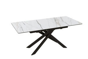 MASA EXTENSIBILA ALPINE 160-200CM, REALIZATA DIN METAL SI BLAT MDF SI CERAMICA, DE CULOARE MARMURA - Img 7