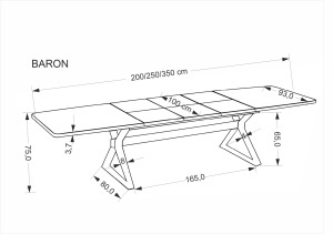 MASA EXTENSIBILA BARON, 200/350 CM, NUC/NEGRU, DIN MDF, FURNIR NATURAL SI METAL, STIL MODERN - Img 8