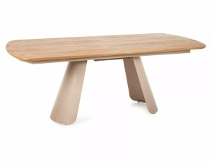 MASA EXTENSIBILA, CANON 200/240CM, STEJAR/CREM, BLAT DIN MDF/FURNIR NATURAL SI METAL, STIL MODERN - Img 8