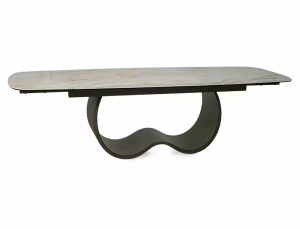 MASA EXTENSIBILA, CASABLANCA 198/274CM, BEJ LUCIOS/CUPRU, BLAT DIN STICLA, CERAMICA SI METAL, STIL MODERN - Img 8