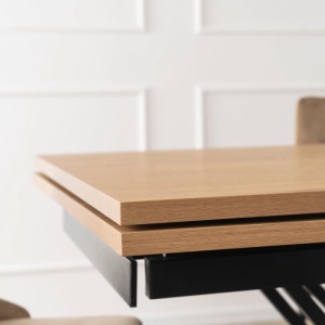MASA EXTENSIBILA DE DINING REX 160/220CM, REALIZAT DIN METAL SI BLAT MDF, CULOARE STEJAR/NEGRU, ARTIM MEBLE - Img 5