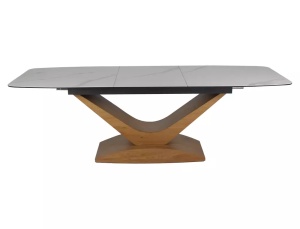MASA EXTENSIBILA DOLCE, 180/240 CM, ALB VENATO/STEJAR, DIN STICLA SECURIZATA, CERAMICA - Img 9