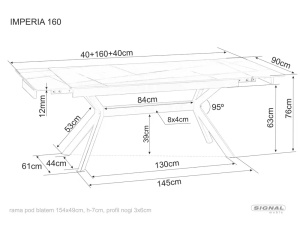 MASA EXTENSIBILA IMPERIA, 160/220 CM, ALB MAT/NEGRU MAT, DIN CERAMICA SI METAL, STIL MODERN - Img 4