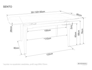 MASA EXTENSIBILA SENTO, 120/180 CM, ALB/NEGRU MAT, DIN CERAMICA SI METAL, STIL MODERN - Img 5