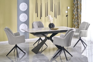 MASA EXTENSIBILA STIL LUCIANO, 180/230 CM, EFECT DE MARMURA ALBA/NEGRU, DIN CERAMICA SI METAL, STIL MODERN - Img 2