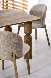 MASA EXTENSIBILA STIL MELTON, 200/300 CM, NUC, DIN MDF, FURNIR NATURAL SI LEMN MASIV DE FAG, STIL MODERN - Img 5