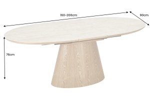 Masă extensibilă UNIQUE (160–200 cm) cu aspect de stejar și blat ceramic din travertin - Img 2