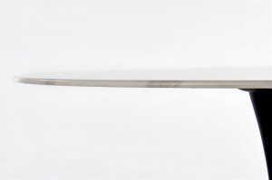 MASA LIVING AMBROSIO, CU EFECT DE MARMURA ALB/NEGRU, 90 CM, BLAT DIN STICLA SI PICIOR DIN METAL, STIL MODERN - Img 4
