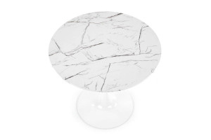 MASA LIVING DENVER, CU EFECT DE MARMURA ALBA/ALB, 80 CM, BLAT DIN MDF SI PICIOR DIN METAL, STIL MODERN - Img 6