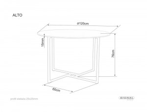 MASA LIVING/DINING ALTO, 120 CM, STEJAR/NEGRU MAT, BLAT DIN PAL LAMINAT SI PICIOARE DIN METAL, STIL MODERN - Img 4