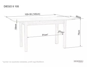 MASA LIVING/DINING DIEGO II, 105/140 CM, STEJAR SONOMA, BLAT DIN PAL LAMINAT SI PICIOARE DIN MDF, STIL MODERN - Img 4